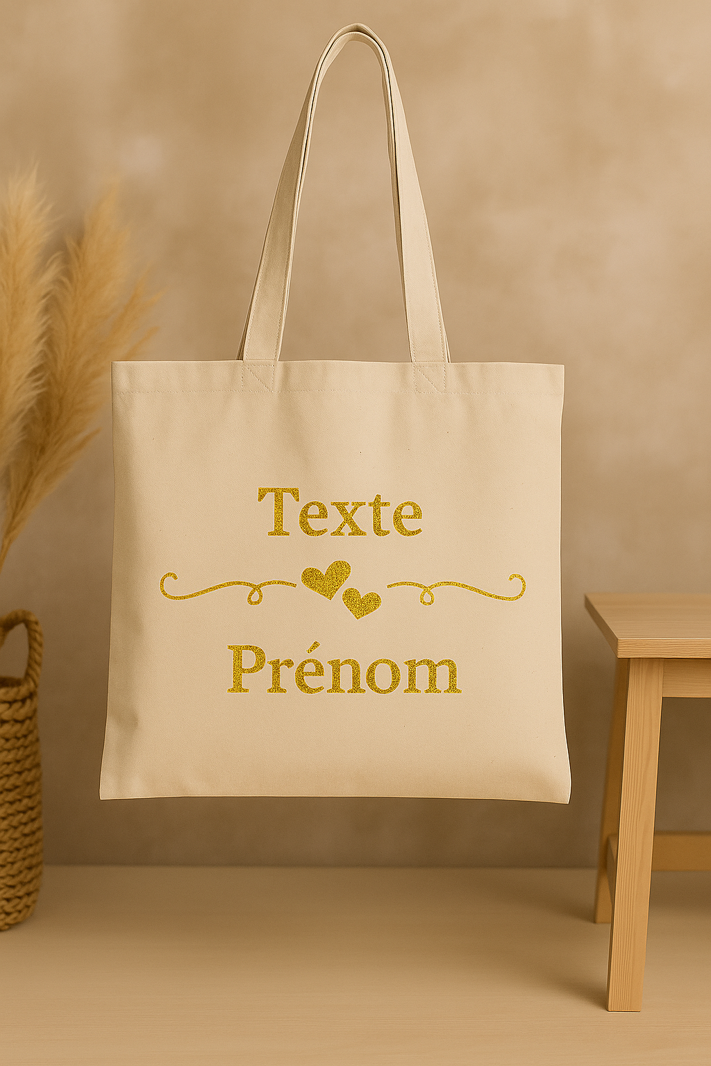 ⚪ Tote-Bag blanc avec des cœurs