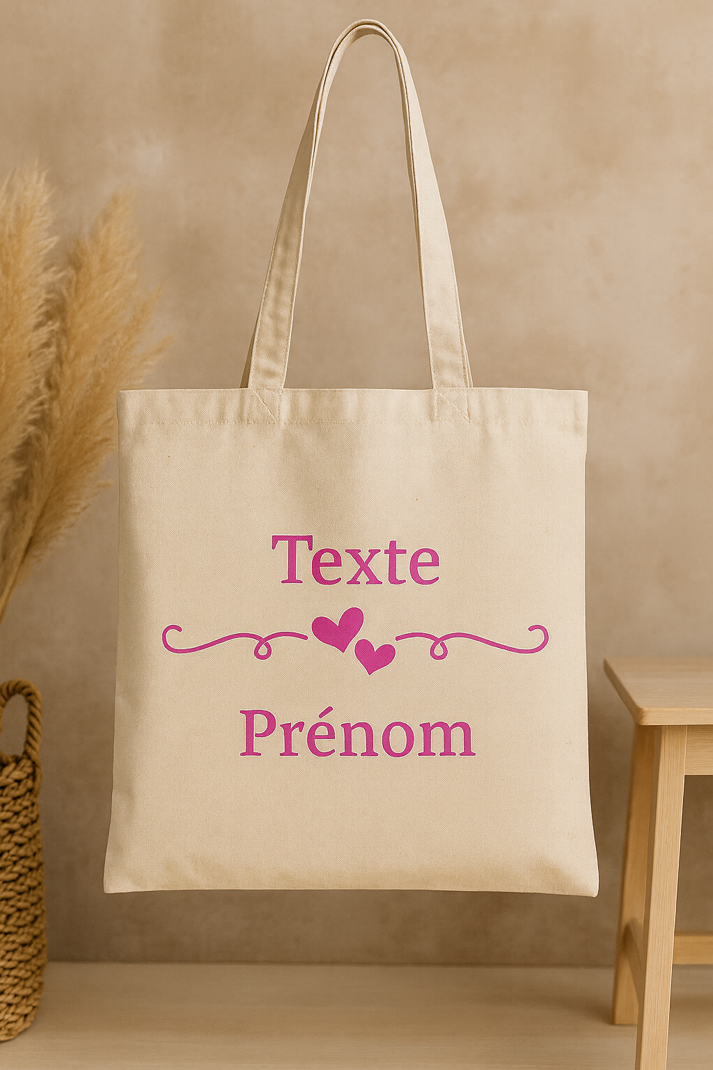 ⚪ Tote-Bag blanc avec des cœurs
