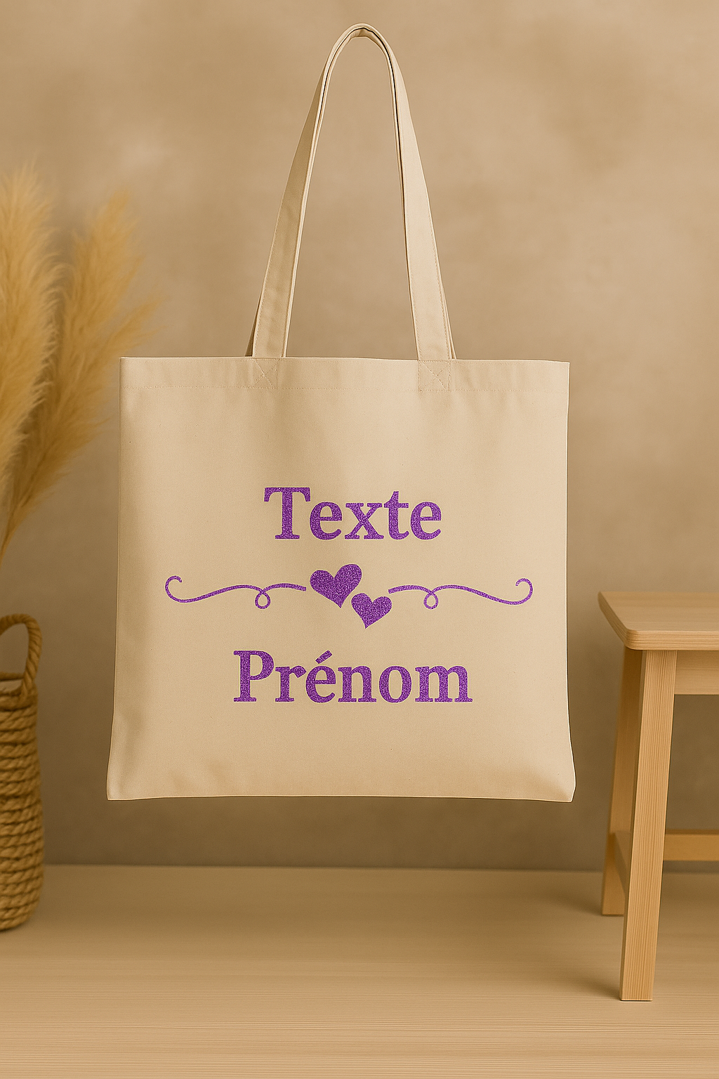 ⚪ Tote-Bag blanc avec des cœurs