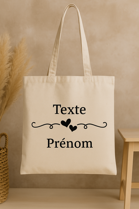 ⚪ Tote-Bag blanc avec des cœurs